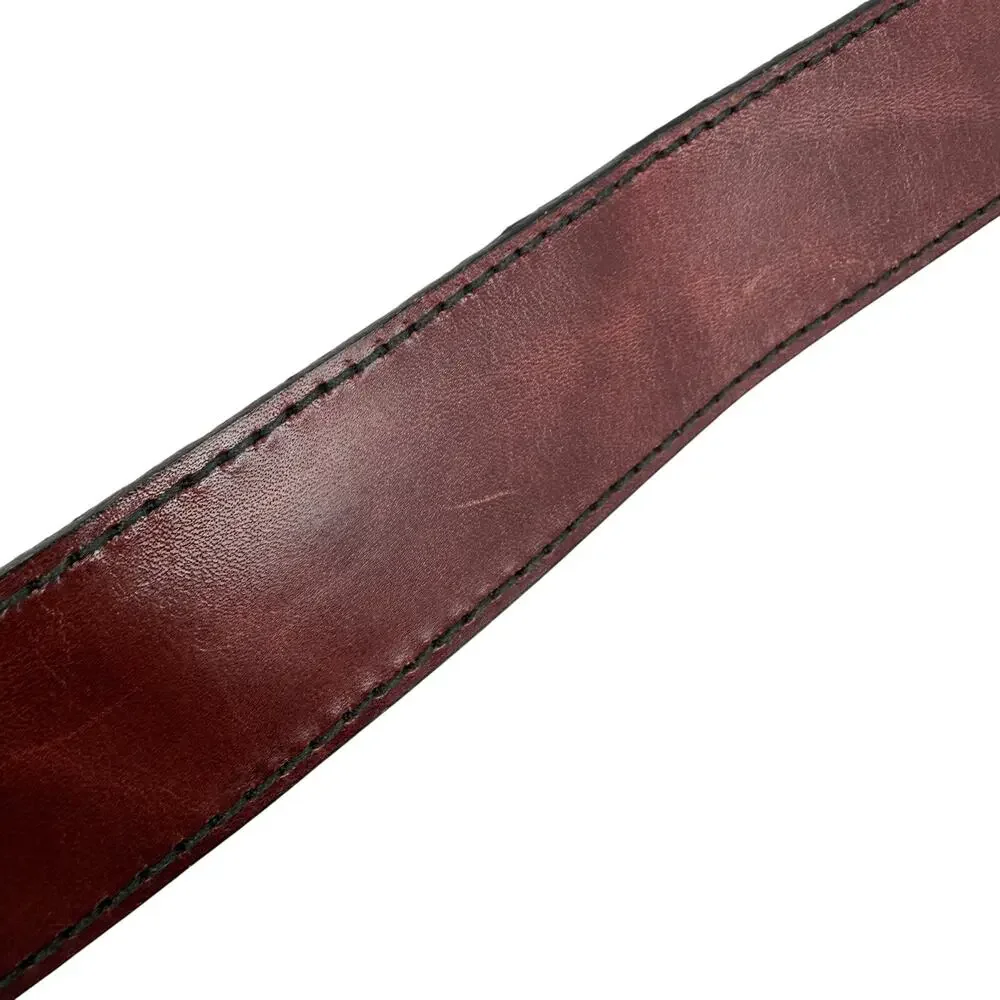 Bechelli Glazed Aniline Cowhide Leather Belt Strap Burgundy Size M 34–36